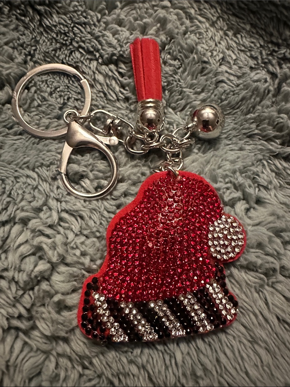 Red Crystal Santa Hat Keychain Charm
